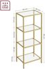 Vasagle Regal mit 4 Ablagen, 2er Set, Badregal, gehärtetes Glas, einfache Montage, für Badezimmer, Wohnzimmer, Küche, Büro, goldfarben Bild 5