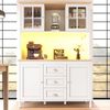 Flieks Küchenbuffet mit LED-Beleuchtung, Schubladen und Glastüren in Retro-Stil (1-St, B120/T40/H179 cm) Hochschrank Küchenschrank Geschirrschrank mit verstellbare Ablagen Bild 3