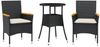 vidaXL 3-tlg. Garten-Essgruppe mit Kissen Schwarz Poly Rattan Glas 3278721 Bild 2