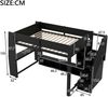 Merax 140x200 Hochbett Kinderbett aus Holz mit Schreibtisch, mehrstufigem Stauraum, LED-Beleuchtung und Treppe mit Stauraum, Schwarz Bild 4