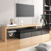 Modernes TV-Schrank-Design: Stilvolle Eleganz, praktischer Stauraum, Hochglänzendes Schwarz, Holzoptik, Glasböden, LED-Beleuchtung Bild 4