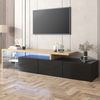 Modernes TV-Schrank-Design: Stilvolle Eleganz, praktischer Stauraum, Hochglänzendes Schwarz, Holzoptik, Glasböden, LED-Beleuchtung Bild 3