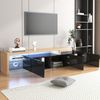 Modernes TV-Schrank-Design: Stilvolle Eleganz, praktischer Stauraum, Hochglänzendes Schwarz, Holzoptik, Glasböden, LED-Beleuchtung Bild 5
