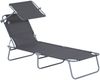 Sonnenliege klappbar 187 x 58 x 36 cm mit Sonnenschutz – Gartenliege aus Metall und Oxford-Stoff Bild 3