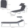 Sonnenliege klappbar 187 x 58 x 36 cm mit Sonnenschutz – Gartenliege aus Metall und Oxford-Stoff Bild 2