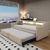 Polsterschlafsofa 90/180x190 cm -Beige, ausziehbar mit Staufach und USB-Anschluss Bild 1