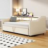 Polsterschlafsofa 90/180x190 cm -Beige, ausziehbar mit Staufach und USB-Anschluss Bild 2