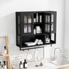 Flieks Badezimmer-Wandschrank, 88 x 26 x 82.5cm, Badezimmerschrank mit Ablagefächern, offenen Fach und Handtuchhalter, Schwarz Bild 3