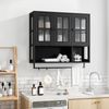 Flieks Badezimmer-Wandschrank, 88 x 26 x 82.5cm, Badezimmerschrank mit Ablagefächern, offenen Fach und Handtuchhalter, Schwarz Bild 2