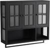 Flieks Badezimmer-Wandschrank, 88 x 26 x 82.5cm, Badezimmerschrank mit Ablagefächern, offenen Fach und Handtuchhalter, Schwarz Bild 5