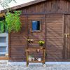 Relaxdays Brauner Pflanztisch mit Rollen Bild 2
