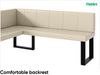 MEBLINI Eckbank für Esszimmer mit ausziehbarem Tisch - Küchenbank - Essecke - Sitzecke Küche - PETER - U-Beine 128x168x87cm Links - Creme Kunstleder/M Weiß-Schwarz Hochgl. Bild 5