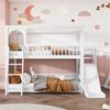Flieks Etagenbett, Massivholz Kinderbett Hausbett mit Rutsche und Leiter 90x200cm Bild 3