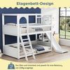Flieks Etagenbett, Massivholz Kinderbett Hausbett mit Rutsche und Leiter 90x200cm Bild 4