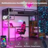 Hochbett Metall Mit Schreibtisch LED-Lichtleiste Steckdosen Stauraumtreppe Netzstruktur 120 kg Schwarz Bild 4