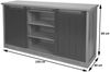 Sideboard HWC-K75, Highboard Regal Schrank Schiebetüre 7 Fächer Holz-Optik Industrial Metall 84x150x40cm ~ weiß Bild 3