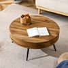 Couchtisch rund 70 x 70 x H 35,5 cm, MDF in Holzoptik mit schwarzen Metallbeinen, skandinavisch Bild 3