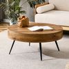 Couchtisch rund 70 x 70 x H 35,5 cm, MDF in Holzoptik mit schwarzen Metallbeinen, skandinavisch Bild 2
