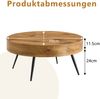 Couchtisch rund 70 x 70 x H 35,5 cm, MDF in Holzoptik mit schwarzen Metallbeinen, skandinavisch Bild 5