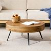 Couchtisch rund 70 x 70 x H 35,5 cm, MDF in Holzoptik mit schwarzen Metallbeinen, skandinavisch Bild 4