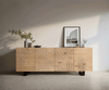 Sideboard Ashara 200 cm Eiche Natur 3D Effekt 4 Türen Kufe Metall Schwarz Bild 2
