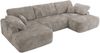 U-förmige Ecke, Ecksofa mit schlaffunktion und bettkasten, lose kissen, Wellenfeder, Big sofa XXL - CUBO U - Grau Cord Bild 5