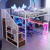 Hochbett, 140*200cm , Mit LED-Leuchten, Ablageleiter, Schreibtisch, Kleiderschrank, Regale, ohne Matratze, Weiß Bild 4