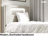MEBLINI Kinderbett mit Bettkasten GARETH 1 100x200 Links - H3/Beige Samt Gepolstert Einzelbett mit Matratze - Polsterbett mit Stauraum - Bett mit Kopfteil – Stauraumbett Bild 3