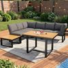 Merax Gartenlounge-Set, 6-Sitzer Gartenmöbel Balkonset mit verstellbarer Rückenlehne, 2 Tisch, Grau Bild 3