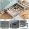 Daybett, 140*200cm, Tagesbett, Schlafsofa, Bettseite mit Staufach, Bett mit Lattenrost ( Ohne Matratze), Brüstung, Spanplatte,Mit Steckdose und usb, Grau Bild 3