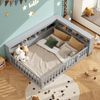 Daybett, 140*200cm, Tagesbett, Schlafsofa, Bettseite mit Staufach, Bett mit Lattenrost ( Ohne Matratze), Brüstung, Spanplatte,Mit Steckdose und usb, Grau Bild 5