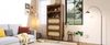 Novelux Hochschrank Sideboard mit Rattan 80x40x163 cm, 5 Klappen für maximalen Stauraum – Holz MDF & Metallbeine Nussbaum, Flurschrank Wohnzimmerschrank Bild 2