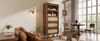 Novelux Hochschrank Sideboard mit Rattan 80x40x163 cm, 5 Klappen für maximalen Stauraum – Holz MDF & Metallbeine Nussbaum, Flurschrank Wohnzimmerschrank Bild 3