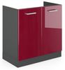 Spülenunterschrank R-Line Rot Hochglanz 80 cm ohne Arbeitsplatte Vicco Bild 5