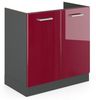 Spülenunterschrank R-Line Rot Hochglanz 80 cm ohne Arbeitsplatte Vicco Bild 4
