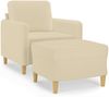 vidaXL Sessel mit Hocker Creme 60 cm Stoff 3201186 Bild 2