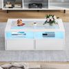 Couchtisch 100x50x35 cm weiß gehärtetes Glas LED-Beleuchtung 2 offene Fächer 2 Schubladen Bild 3