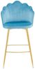 Barhocker Blau 2er Set 52 x 54 cm Samt Muscheldesign mit Metallgestell Gold Bild 3