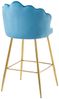 Barhocker Blau 2er Set 52 x 54 cm Samt Muscheldesign mit Metallgestell Gold Bild 5