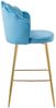 Barhocker Blau 2er Set 52 x 54 cm Samt Muscheldesign mit Metallgestell Gold Bild 4