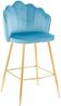 Barhocker Blau 2er Set 52 x 54 cm Samt Muscheldesign mit Metallgestell Gold Bild 2