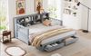 Ausziehbett 90/180×190 cm mit Stauraum, Steckdose und Lattenrost, Grau, ohne Matratze Bild 2