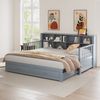 Ausziehbett 90/180×190 cm mit Stauraum, Steckdose und Lattenrost, Grau, ohne Matratze Bild 4