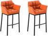CLP 2er Set Barhocker Damaso Kunstleder mit Vierfußgestell aus Metall bis 240 kg,orange schwarz Bild 2
