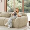 3-Sitzer Modulsofa H 73 x T 291 x B 179 cm aus Plüsch in Hellkhaki, rahmenlos, mit 3 Ottomanen Bild 4