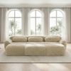 3-Sitzer Modulsofa H 73 x T 291 x B 179 cm aus Plüsch in Hellkhaki, rahmenlos, mit 3 Ottomanen Bild 3