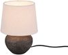 Rustikale Keramik Tischleuchte LOU Braun Stoffschirm in Beige, Höhe 25cm Bild 2