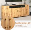 Sideboard 208x39,5x80 cm, 2 Schubladen & 4 Türen, braun/weiß-marmoriertes Design, Spanplatte/MDF Bild 3