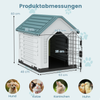 Kunststoff-Hundehütte Tierunterkunft mit abschließbarer Metalltür Belüftungsschlitzen & geneigtem Dach Blau Bild 2