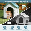 Kunststoff-Hundehütte Tierunterkunft mit abschließbarer Metalltür Belüftungsschlitzen & geneigtem Dach Blau Bild 3